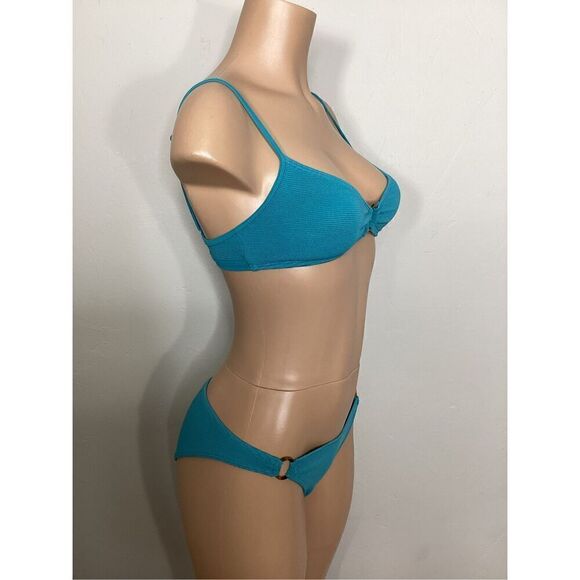 New. ROXY teal ribbed bikini. XS-top/S-bottom. Retails $109 - Picture 3 of 10